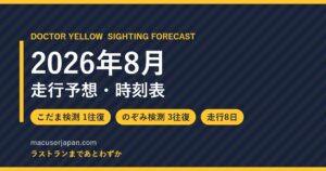 2026年8月のドクターイエロー走行予想・時刻表